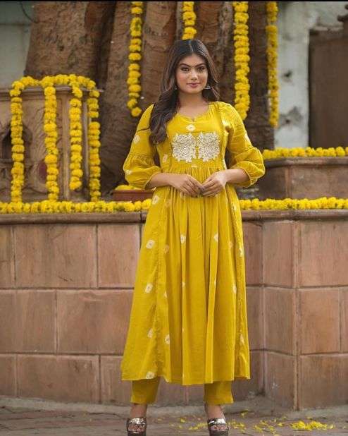 Yellow Kurti Combination With Pant