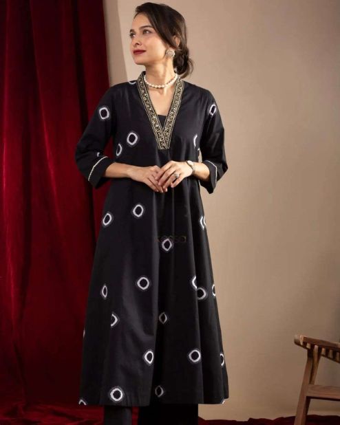 Black Cotton Kurti With Pant