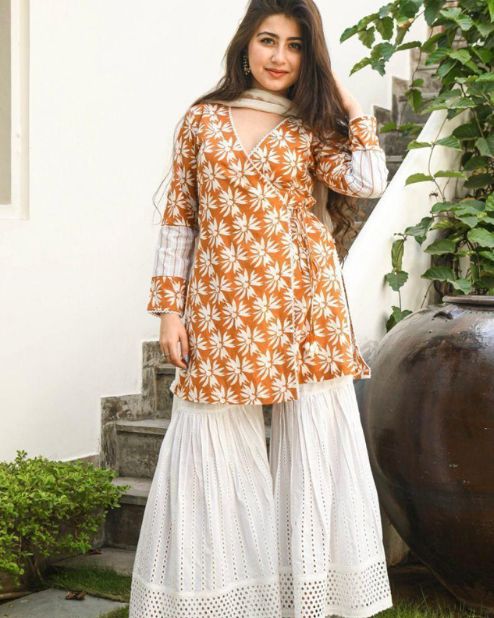 Orange Sharara Suit Set