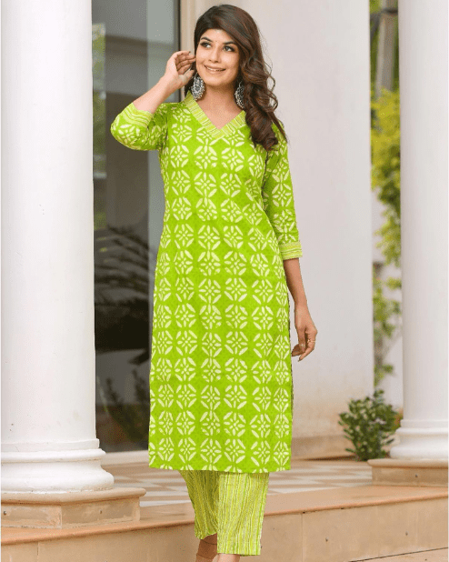 Lime Green Kurti With Pant