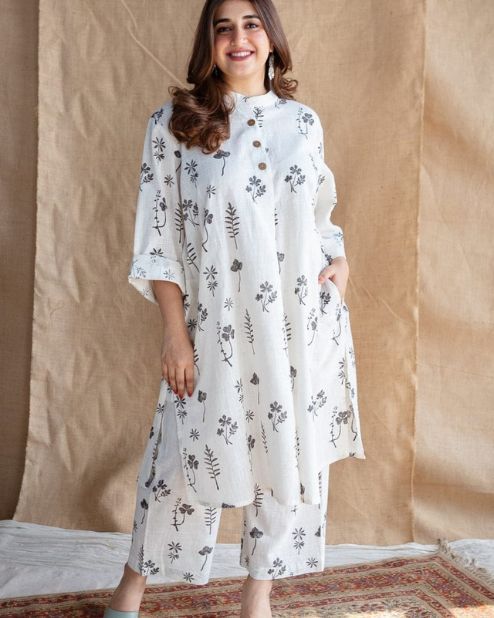 Leaf Printed Kurti With Plazo