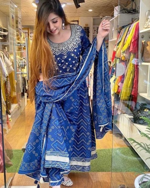 Blue Anarkali Suit Set