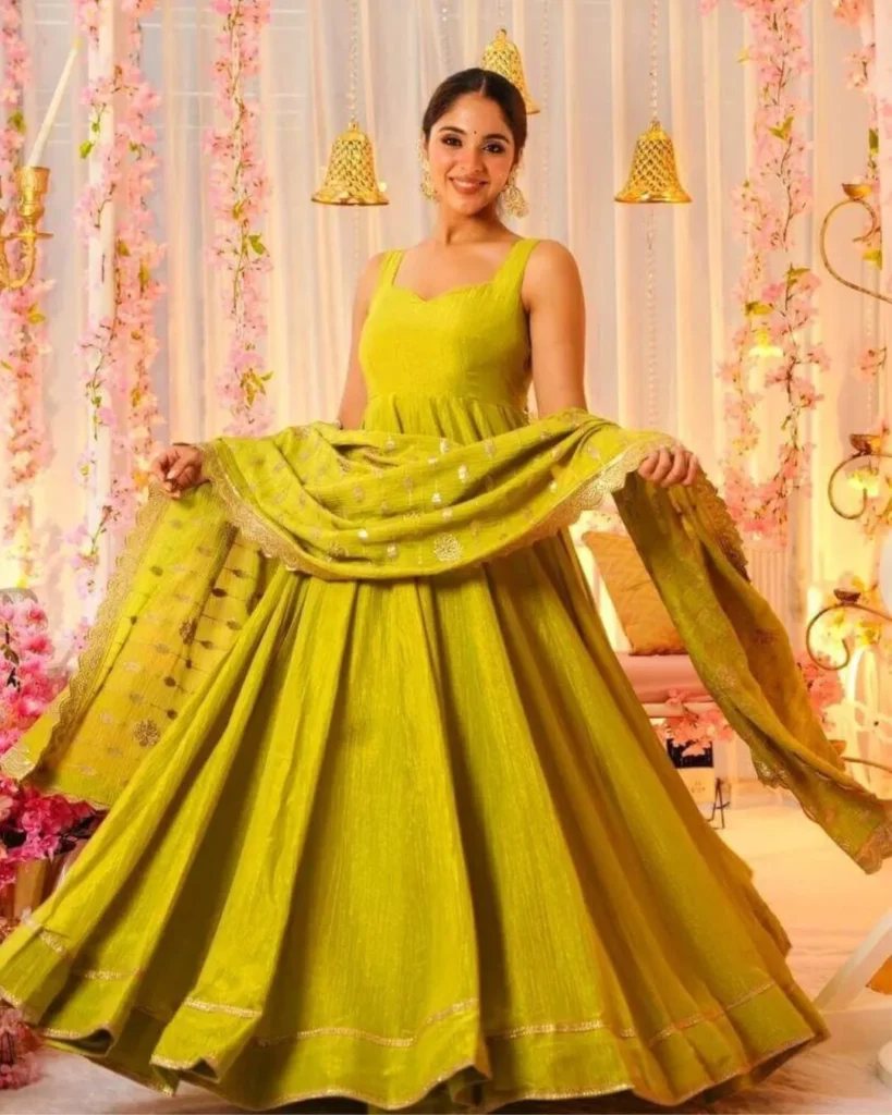 Green Georgette Anarkali Kurti Set
