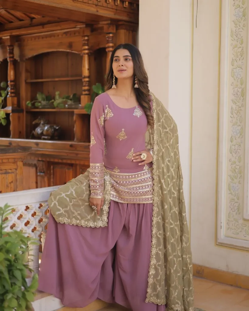 women wearing partty wear sharara suit set